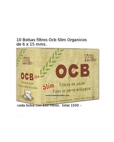 1500 filtres Ocb Organicos slim , 10 bosses de 150 filtres cadascuna