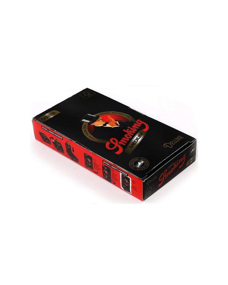 Smoking 1 Caixa Black Deluxe Mida Mitjana Paper d'enrotllar, 1250 Papers