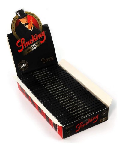 Smoking 1 Caixa Black Deluxe Mida Mitjana Paper d'enrotllar, 1250 Papers