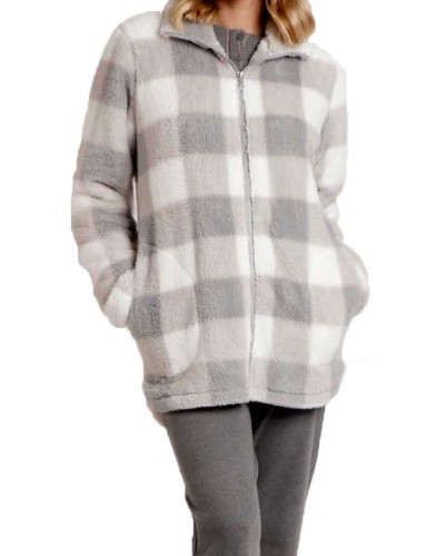 Bata Polar Dona Quadres Vichy Gris | ADMAS