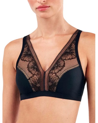 Sostenidor Negre Sense Aros, Sense Farciment,Puntes Florals – Gisela