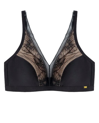 Sostenidor Negre Sense Aros, Sense Farciment,Puntes Florals – Gisela