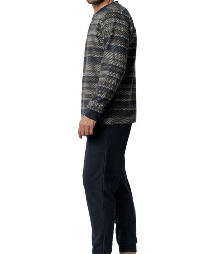 Pijama Home Blau Marí Ratlles - Admas
