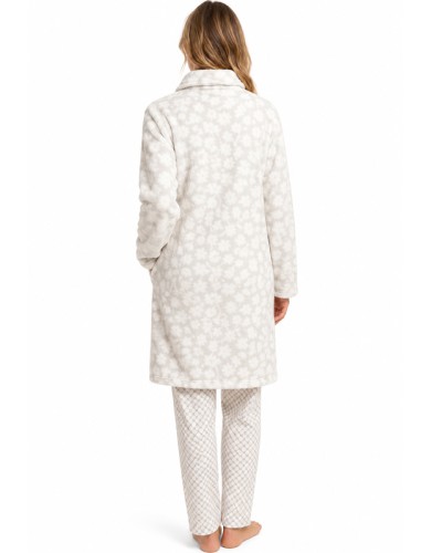 Bata Coralina per a Dona Grey Flowers Calenta amb Botons d'ADMAS Classic