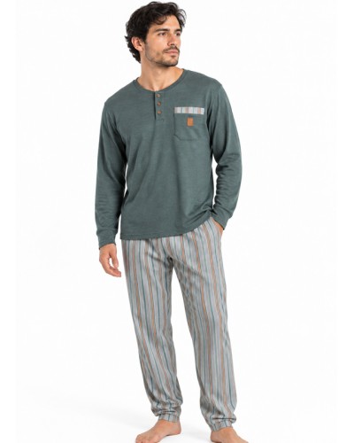 Pijama Home ADMAS Classic Caribou Verd Llarg de Cotó