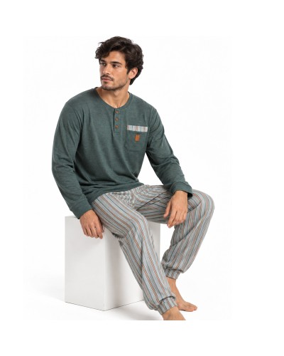 Pijama Home ADMAS Classic Caribou Verd Llarg de Cotó