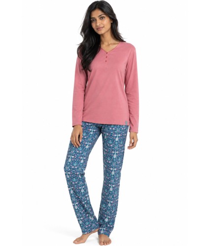 Pijama Llarg Dona Garden Get Inspired Rosa de Cotó i Viscosa - ADMAS