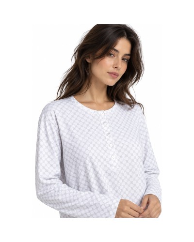 Camisola Dona Grey Flowers 100% Cotó Color Perla - ADMAS