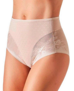 Calça de color beige amb detalls de puntes als costats